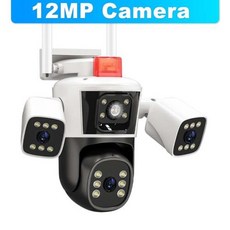 6K 12MP WiFi IP 카메라 3 렌즈 파노라마 뷰 야외 PTZ IP 카메라 모션 감지 스마트 홈 보안 카메라 무선 CCTV 카메라 보안 보호 360 ° WiFi, 1) 6K Camera - EU 플러그 - tta인증nvr