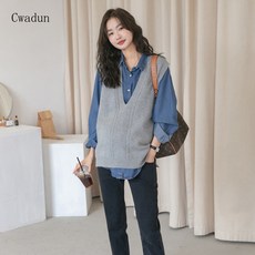 Cwadun 가을 V 목 조끼 니트 조끼 출산 의류 SE87