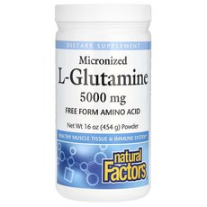 Natural Factors 미분화 l-글루타민 분말 5000mg 454g(16oz), Natural Factors 미분화 l-글..., 454g, 1개