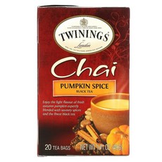 Twinings Chai Black Tea Pumpkin Spice 20 Tea Bags 1.41 oz (40 g), One Color, One Size, 호박 향신료