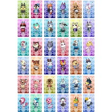 36 Crystal Case 1.25 x 0.85 x 0.05인치 와일드 스위치/Wii U/스위트 미니 아미보 카드의 희귀한 마을 카드인 36PCS NFC 태그, 단일옵션