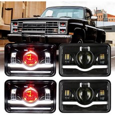  DOXMALL 레드 데빌 아이 DRL 4피스 10 2x15 2cm(4x6인치) LED 헤드라이트 도트 승인 1986 Che-vrolet CK 직사각형 H4656 H4651 H464 