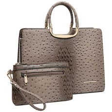 다 센 남성 핸드백 ostrich embosed briefcase satchel with matching wristlet khaki