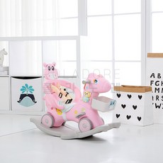 폴라도레 유니콘 아기 흔들말 유아 흔들목마 어린이 놀이기구 +(L), YF-YY17812-핑크크다[등받이+바퀴+이야기기계]