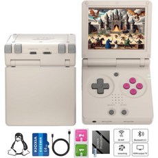 64G TF 카드 업그레이드 64비트 시스템 휴대용 게임 콘솔 3300mAh 배터리로 5G WiFi 블루투스 HD를 지원하는 RG35XXSP 플립 핸드헬드 클램셸 레트로 콘솔T, Gray, 1개