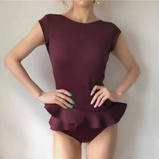 여성 원피스 수영복 여자 원피스형 실내 수영장수영복, L, 와인