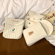 영글마켓 생리대 파우치 화장품 다용도 가방 누빔 자수, 1개, 체리
