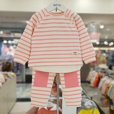 디어베이비 아가방 깔끔 스트라이프 귀여운 무릎빵 기모 상하복
