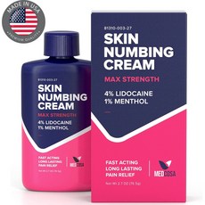 [미국내수용] Max Strength 타투 문신 피어싱 왁싱 피부마취 마비 무통 크림 연고 2.7oz, 1개