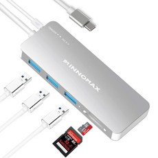 INNOMAX 프리미엄 썬더 볼트 3 / USB-C 허브 / 3 포트 USB 3.0 변환기 SDXC / SDHC을위한 SD + 마이크로 SD, 단일상품