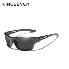 스포츠 선글라스 KINGSEVEN 초경량 프레임 편광 남성 패션 새로운 스타일 스퀘어 태양 안경 남성 야외 여행 UV 고글, 리미티드 블랙, 협력사