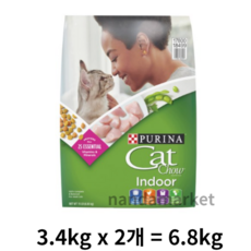  퓨리나 생후 12개월 이후 캣차우 인도어 고양이 건식사료, 3.4kg, 2개 