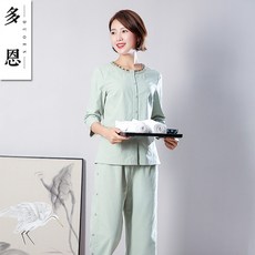 봄 여름 편한 오피스룩 병원 요양원 비부과 여성 남성 환자복 세트 그린 아이보리 컬러