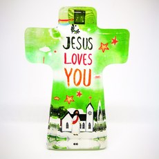 예쁘고 귀여운 탁상용 캘리그라피 크리스탈 십자가, 4 Jesus Loves You