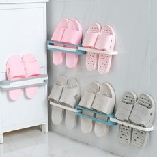 [1+1] 슈즈렉 부착식 신발꽂이 욕실화 정리대 거치대 실내화, 블루, 2개