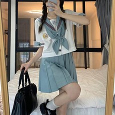 소라색 교복세트 반팔 세줄라인 세라복 마린