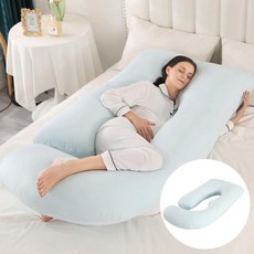 임산부엎드리기쿠션 임신선물 대형 베고자는 파묻히는 산모 꿀잠 엎드리기 U자, 니트 스카이블루