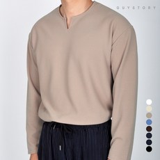 가이스토리 남성용 무지 기본 빅사이즈 에이브 트임 긴팔 티셔츠