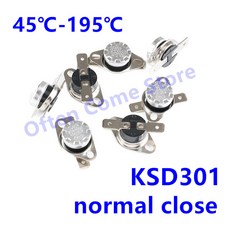바이메탈 온도 조절기 KSD301 10A 250V 정상 폐쇄 스위치 75C 85C 95C 110C 130C 150C 180C 45-190, 1개, 13) 120 degree