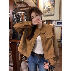 ANYOU 여성 가을겨울 미니멀 고급스러움 숏 기모 자켓 C69WL