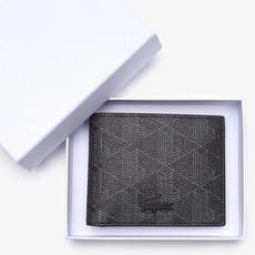 LACOSTE MEN'S THE BLEND SMALL MONOGRAM CANVAS WALLET NH3697LX Monogram noir gris H45