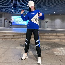 힙합 트레이닝복 세트 여봄 가을 패션 비보이 캐주얼 댄스 투피스