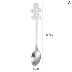 1/4PCS 크리스마스 선물 식기 숟가락 포크 세트 엘크 크리스마스 눈사람 크리스마스 스타킹 스푼 크리스마스 선물 상자 진저 스푼, ㅏ, 하나