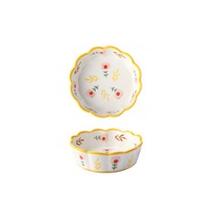 도자기 과일 샐러드볼 가정용 귀여운 식기 베이킹볼 전자레인지용 오븐볼 1P/4P HBW011, 1개