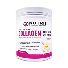 Nutrii # 1 콜라겐 유리 연준 가수 분해 펩타이드 피부 결 밀어주 23개 성분 제로 탄수화물 제로 설탕 맛있 음료 믹스 에너지 린 근육 (14.8oz 30 SERV), 상세설명참조