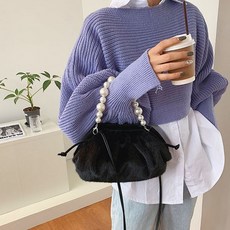 가을 겨울 퍼가방 진주 스트랩 토트백 크로스백 5color