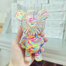 귀여운 만화 곰 선풍기 USB 충전식 조용한 포켓 쿨링 핸드 휴대용 선풍기 가정 사무실 야외 작은 팬 선물 3 기어, 4, 1개