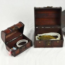 악세사리보관함 쥬얼리케이스 귀걸이정리함 걸이보석함 레트로 자물쇠 보물 상자 손잡이가 달린 보석 보관함 귀걸이 반지 컨테이너 거치대 세트당 2 개