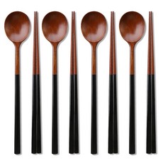 리숲 달 천연 옻칠 고급 한식 나무 수저 세트, 1세트, 수저세트, 4인G(블랙4개) 1세트, 수저세트, 4인G(블랙4개)
