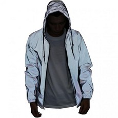 LZLRUN 반사 자켓 캐주얼 힙합 바람막이 야상 스포츠 코트 후드 형광 의류, Small, Grey, 1개
