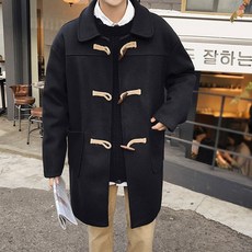 남성 루즈핏 모직 데일리 떡볶이 울 트렌치 하프 코트