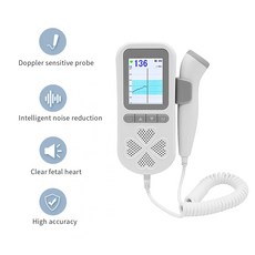 태아심음측정기 태아도플러 휴대용 하트 비트 모니터 30MHz 없음 심박수 감지기 내장 충전식 배터리 음성