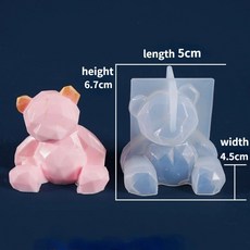 3D 동물 실리콘 몰드 곰 사슴 고양이 토끼 몰드 에폭시 수지 몰드 아로마 석고 캔들 몰드 DIY 퐁당 케이크 장식 도구, 단단한 곰