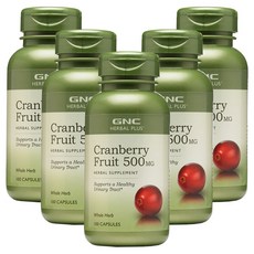 GNC [5개 SET] 크랜베리 500mg 100정 (캡슐) Herbal Plus Whole Herb Cranberry 500MG 100caps, 5개