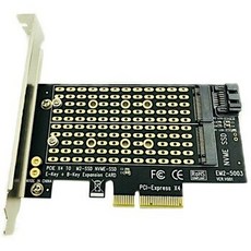 [해외] PCIEM2M.2 어댑터 M.2 NGFF데스크탑 PCIE X4 X8 X16 NVME SATA 듀얼 SSD PCI EXPRESS 어댑터 카드, Black
