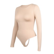 똥배거들 코르셋 보정속옷 셰이퍼 바디수트 트레이너 O넥 상의 티셔츠 베이직 긴팔 웨이스트 스트레치