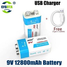 멀티 미터 마이크 장난감 리모컨 KTV용 충전식 배터리 마이크로 USB 리튬 이온 배터리 9V 12800mAh 6F22 신제품, 3) 2pcs, 3) 2pcs, 2개