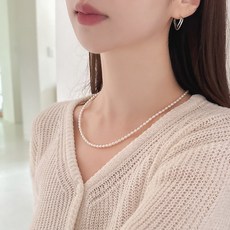 진주모아 미니 천연 담수 진주목걸이 밥풀 쌀알 3mm 4mm - 금쌀알