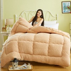 더블이불패드세트 이불 솜이불 겨울이불 칩싱글용 요매트 보온 봄가을겨울타입 이블더블, C01-양털 겨울이불-타입카멜색
