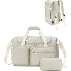 여행용 더플 백 27L 짐백 신발 수납공간 포함 화장실 가방 및 젖은 포켓 특허 출원 중, Beige, Beige