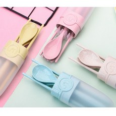 소풍 도시락 피크닉 휴대용 수저 포크 세트 케이스 숟가락젓가락 케이스, 달콤핑크 1+1