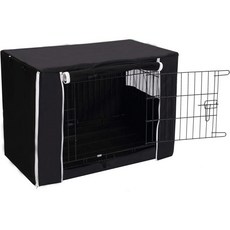 Geyecete Dog Crate 커버 케이지 2448인치 와이어 도그 케이지용 유니버설 핏 경량 폴리에스터 원단 통기성 이중 도어 커버블랙42인치, Black, 24-Inch, 1개 - 독핏