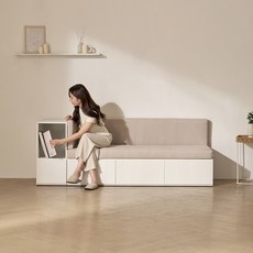 아토피케어 패브릭 3인 수납 벤치소파+오픈수납장1개, 오픈수납장 우형, G형(우드-그레이)