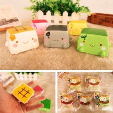 Kuutti squishy 새로운 귀여운 두부 squishy kawaii anime 일본 콩 두부 squishy 원래 포장 비드 스트랩과 안티 스트레스 squishy, 1개, Gray^0