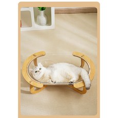 고양이 미니멀 디자인 투명 해먹, 우드+투명, 1개