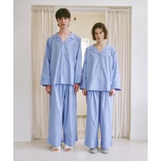 오끼뜨 uni 도미토리 티킹 스트라이프 파자마 블루